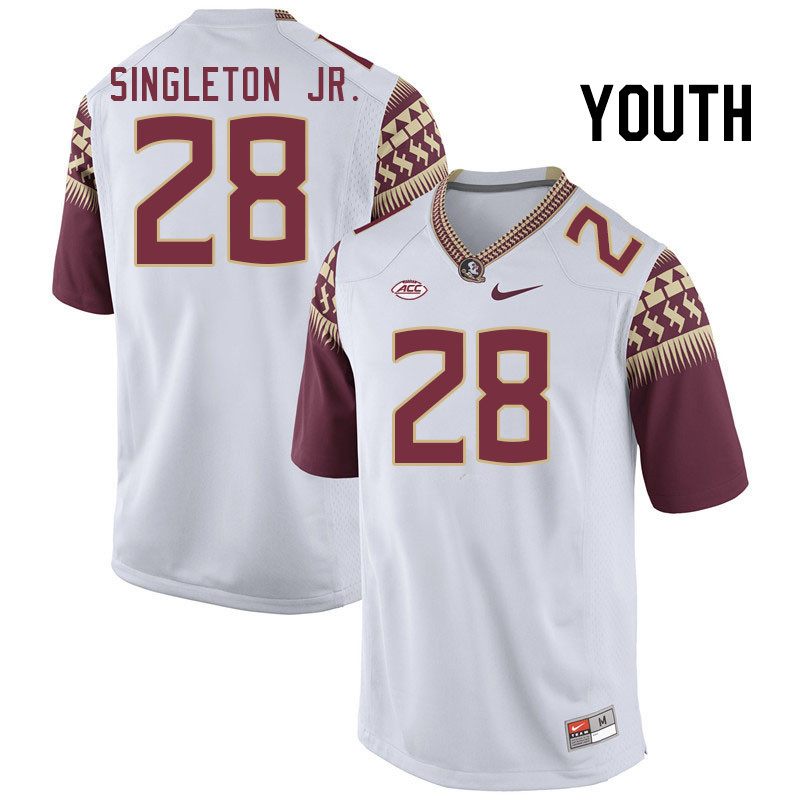 Youth #28 Samuel Singleton Jr. Florida State Seminoles College Football Jerseys Stitched Sale-White